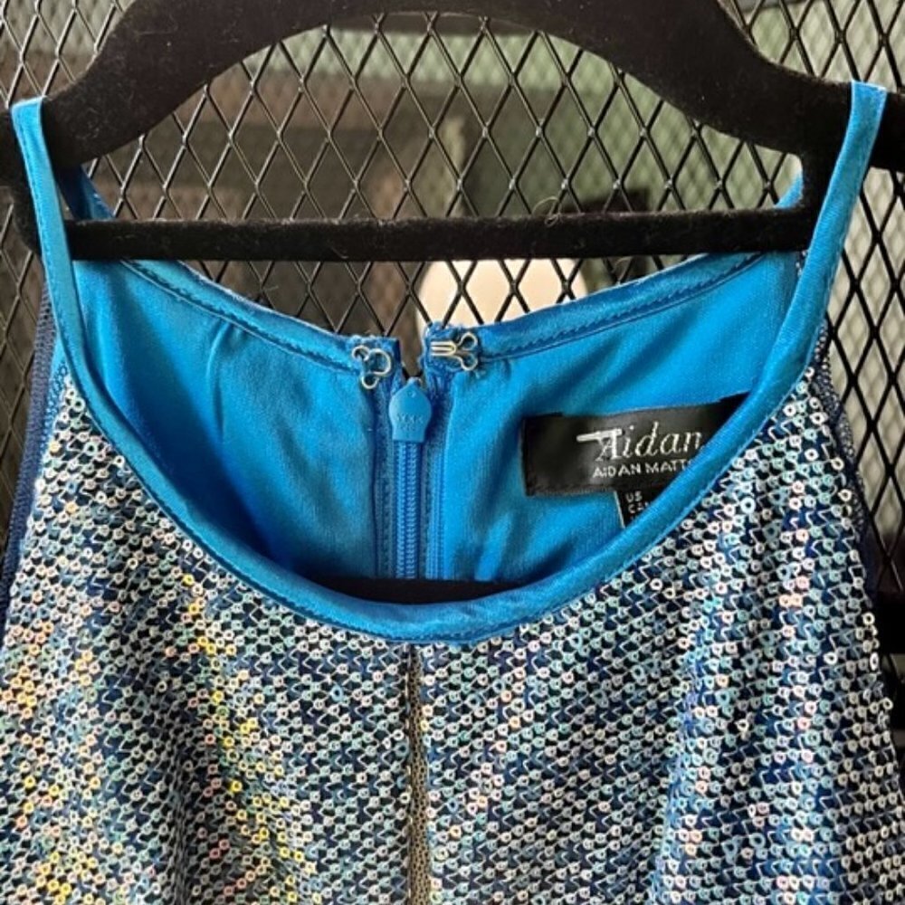 Aidan Mattox Formal Sequin Halter Mini Dress with Cutout Size 2 Marine Blue NWT - Picture 9 of 16